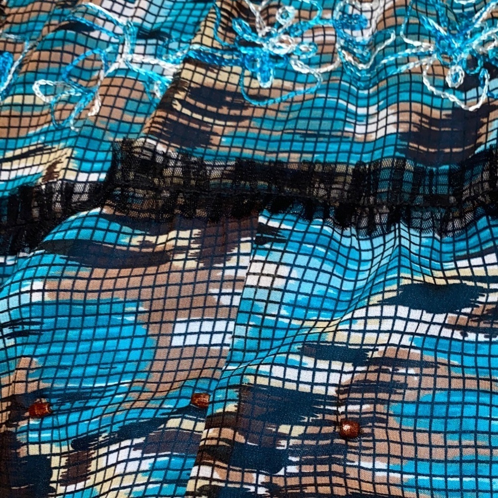 Choices Large Teal,Black,Brown and Cream A Line Skirt. NWT - Picture 7 of 9